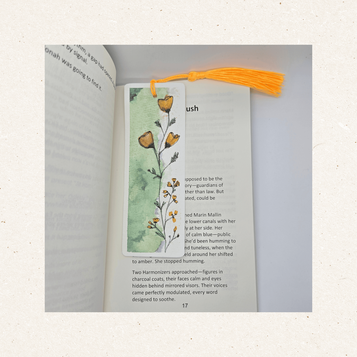 Golden Poppies Watercolor Bookmark