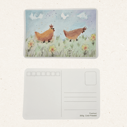 Chickens in the Meadow Postcard